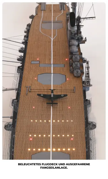 Vier Propeller und zwei Ruder bewegen sich auf Knopfdruck