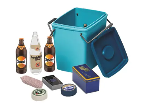 Bulli Miniatur-Kühlbox mit passenden Picknick-Accessoires