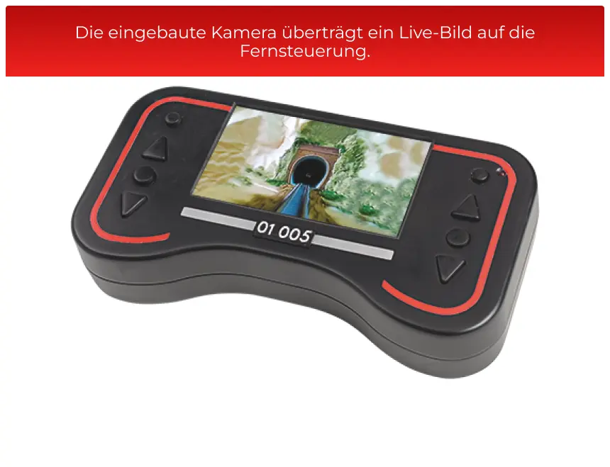 Die eingebaute Kamera überträgt ein Live-Bild auf die Fernsteuerung