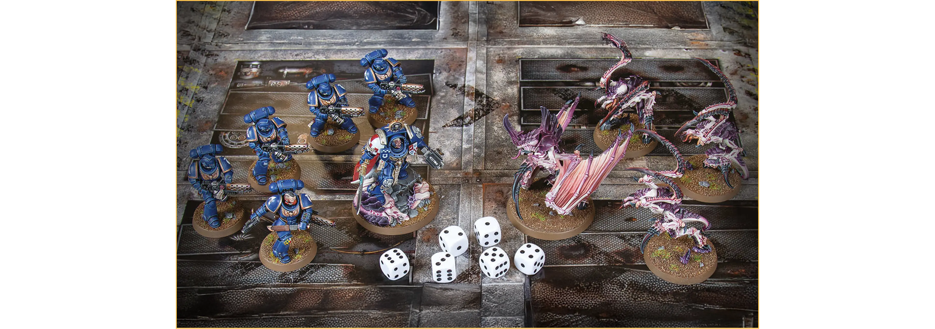 Schlachtfeld mit 3 Von-Ryan-Springteufeln und 5 Infernus-Marines