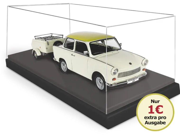 Premium-Vitrine für den Bulli-Bausatz mit Sockel und Metallschild